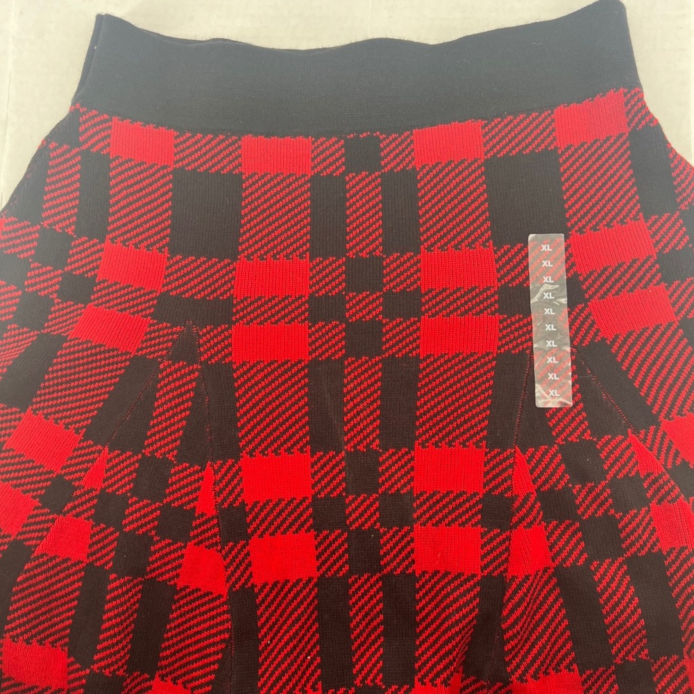 Ralph Lauren women's Skirt size XL Skater Re Black Plaid warm Flared